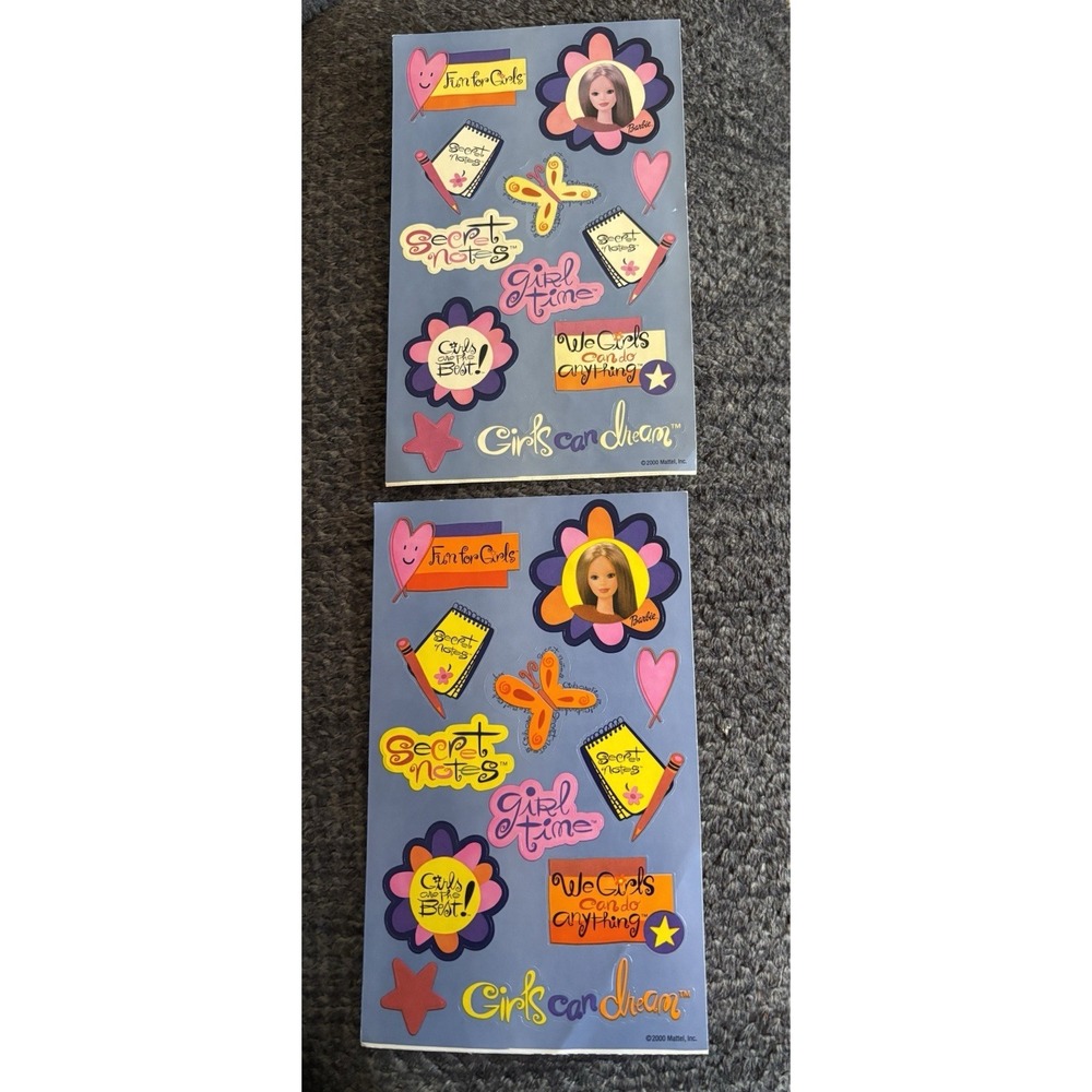 Sheet Sandylion 2000 BARBIE Fun for Girls Secret Notes Girls Can Dream  (x2)
